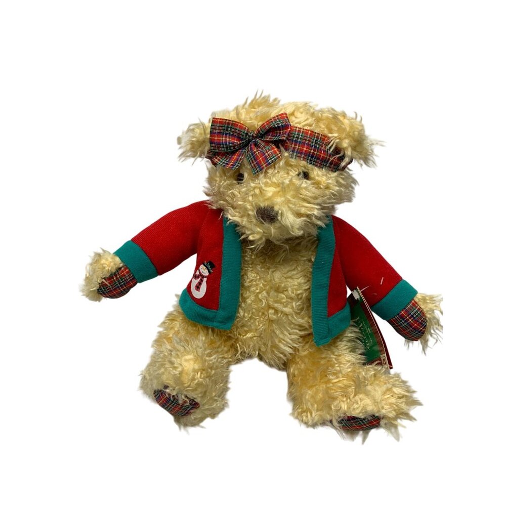 Hallmark Plush Stuffed Animal Toy Bear Teddy Curly sweater 11 in Tall Seated Mer